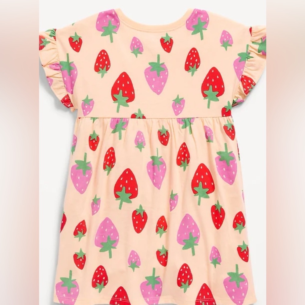 4T Peach Strawberry Print Girls Dress